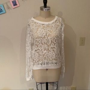 White Lace Sweatshirt